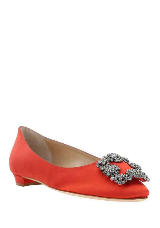 Hangisi Satin Flats - Red