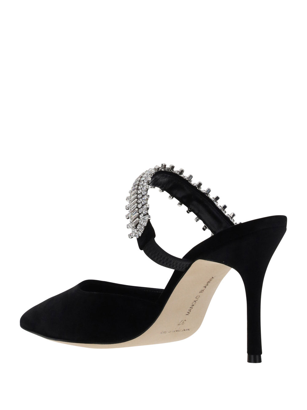 Lutara Velvet Crystal Embellished Mules - Black