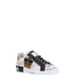 Portofino Sneakers In Printed Nappa Calfskin With Patch - White.