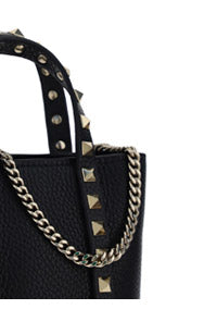 Rockstud Calfskin Leather Tote - Black.
