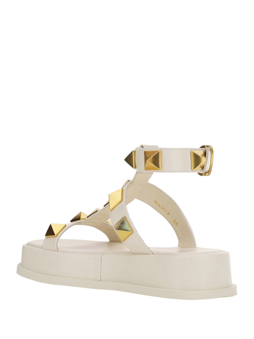 Roman Stud Calfskin Flatform Sandal 40MM - Ivory