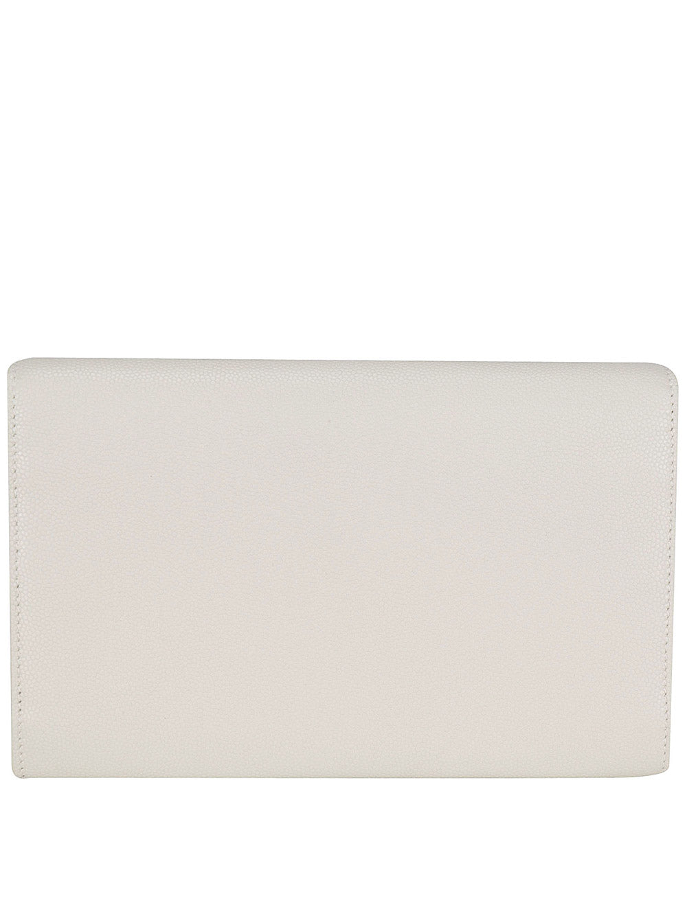 Uptown Chain Wallet In Grain De Poudre Embossed Leather - White