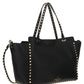 Medium Grainy Calfskin Rockstud Bag - Black