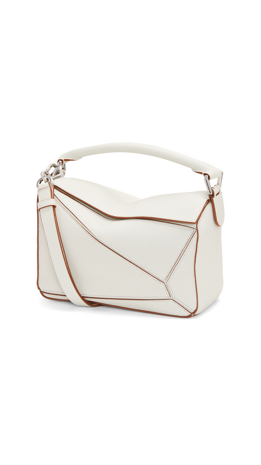 Small Puzzle Bag in Soft Grained Calfskin - Soft White