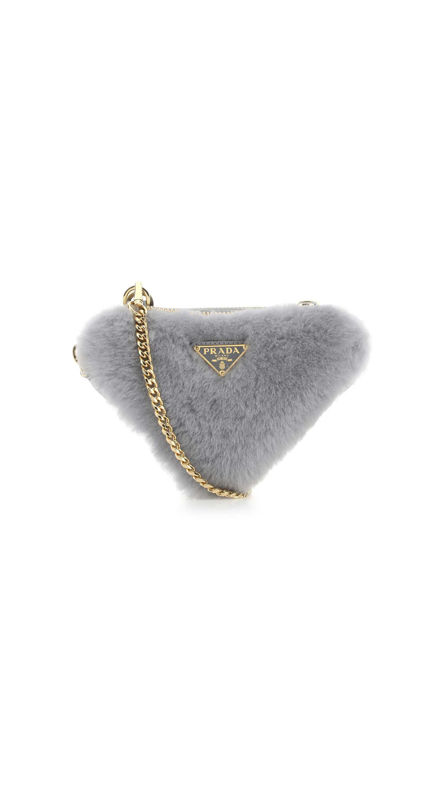 Shearling and Saffiano Leather Mini-pouch - Grey