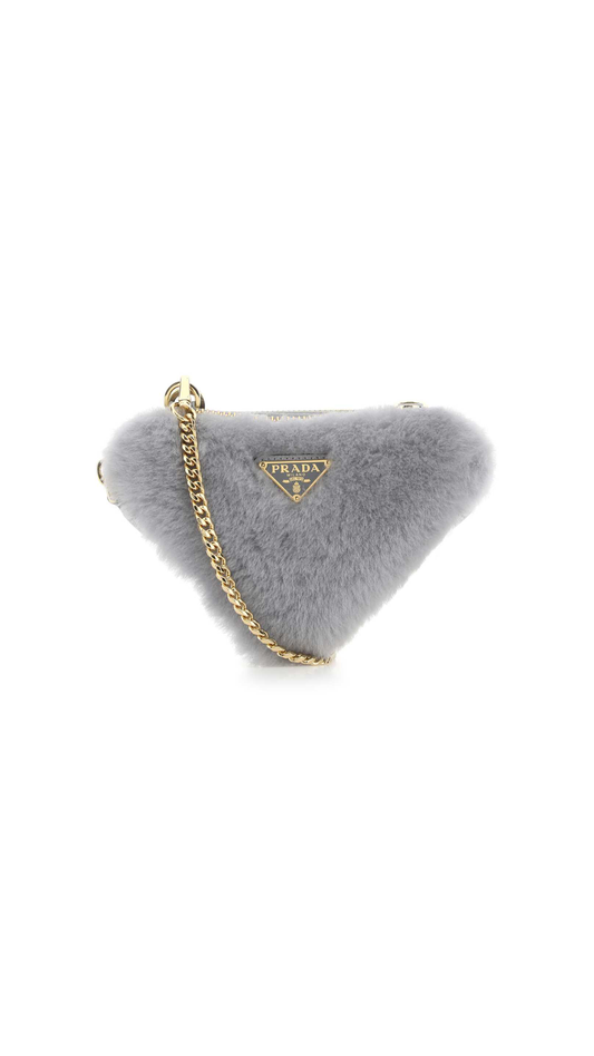 Shearling and Saffiano Leather Mini-pouch - Grey