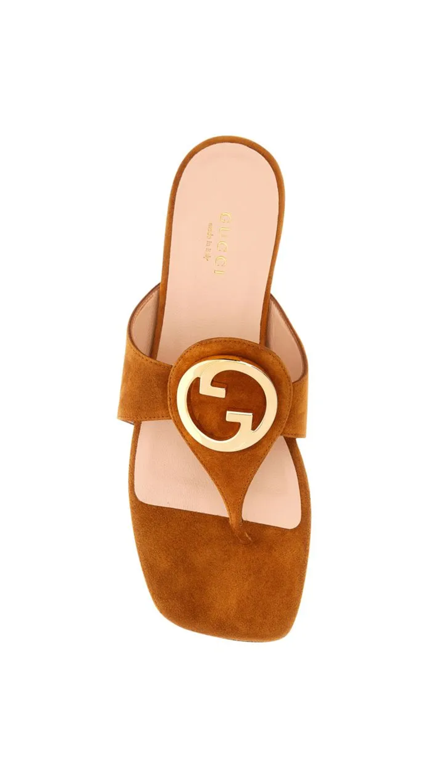 Gucci Blondie Suede Thong Sandal - Camel