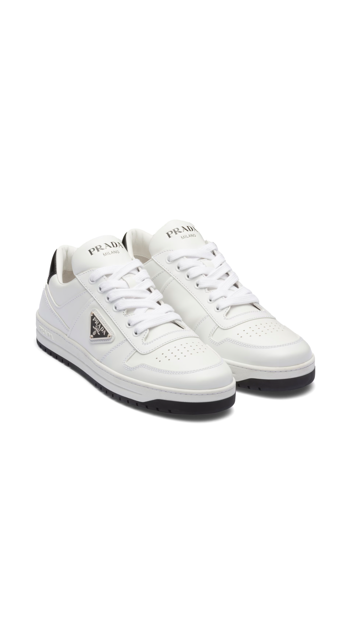 Downtown Perforated Leather Sneakers - White/Black