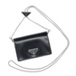 Brushed Leather Card Holder with Chain Strap - Black