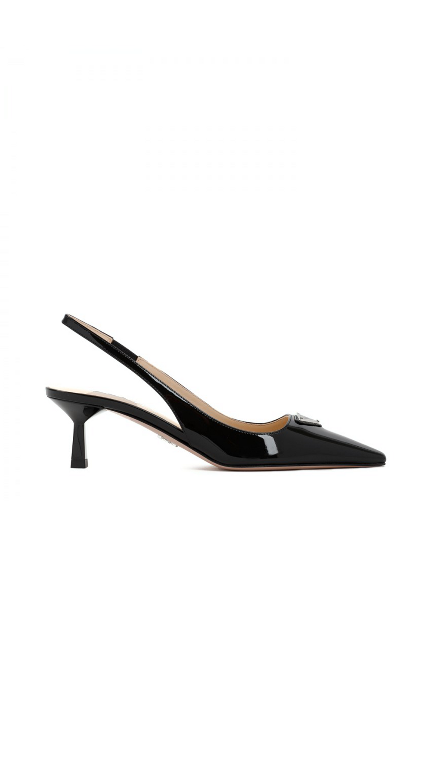 Patent Leather Slingback Heels - Black