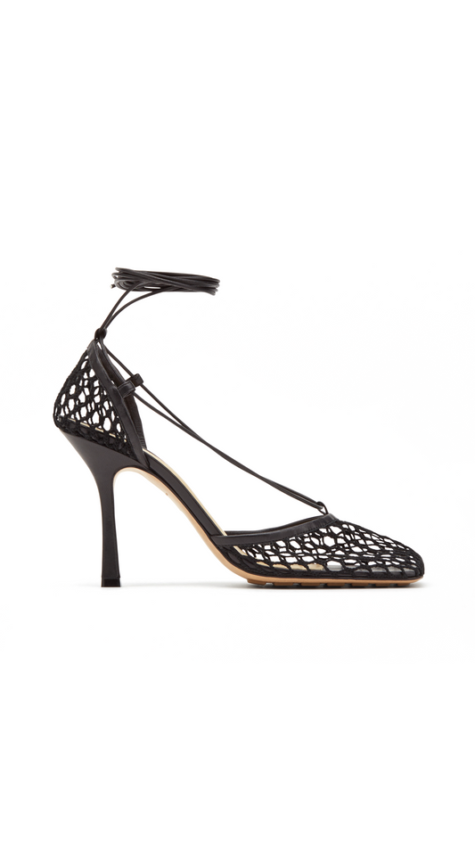Stretch Lace-up Sandal - Black