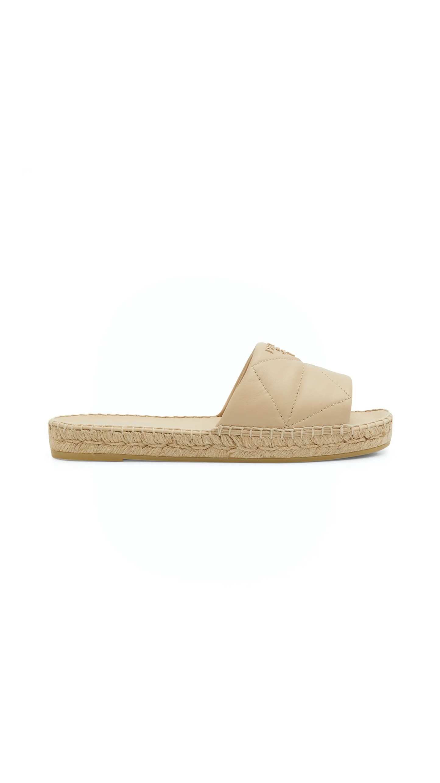 Quilted Nappa Leather Espadrille Slides - Desert Beige