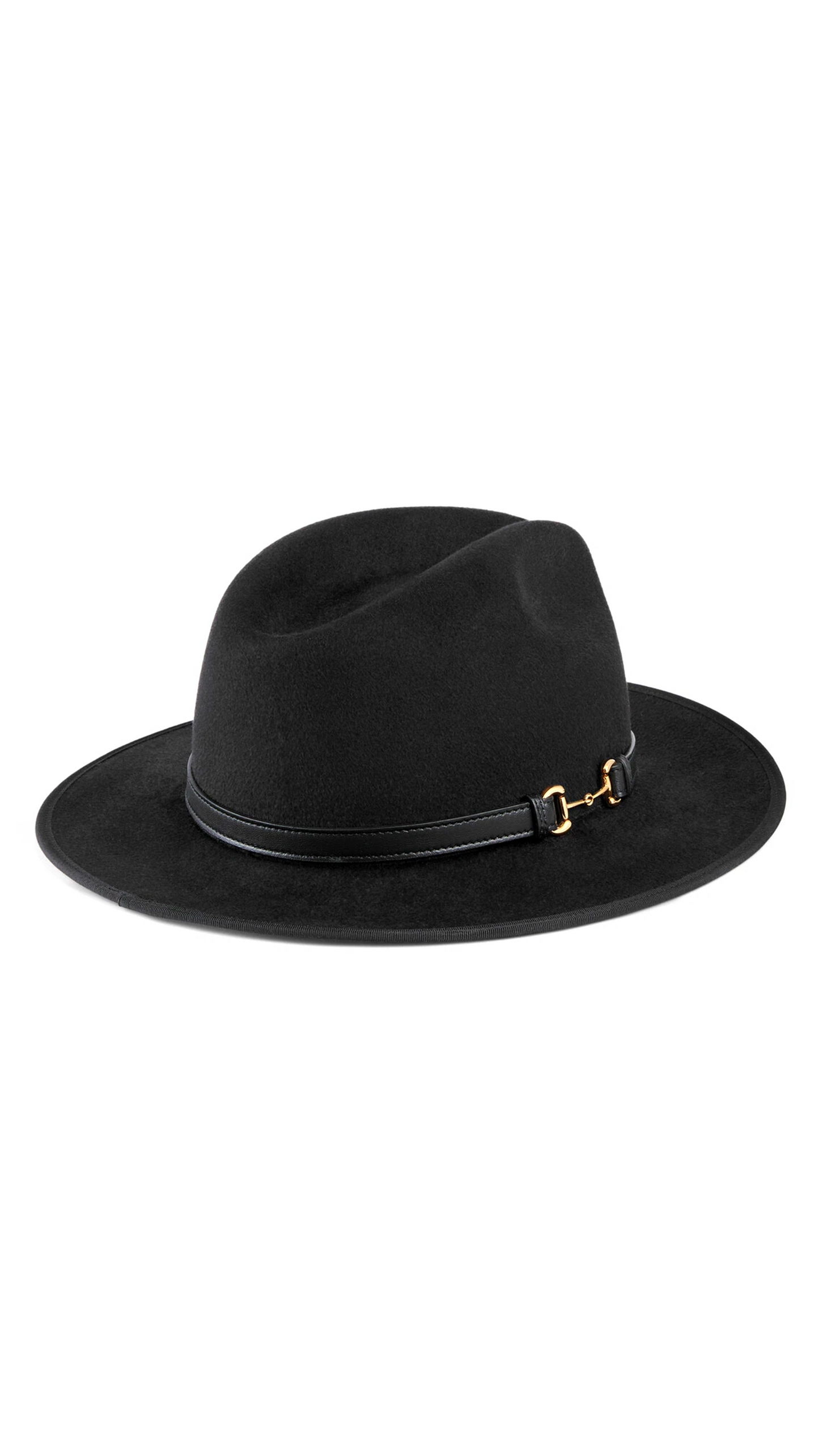 Felt Hat with Leather Detail - Black