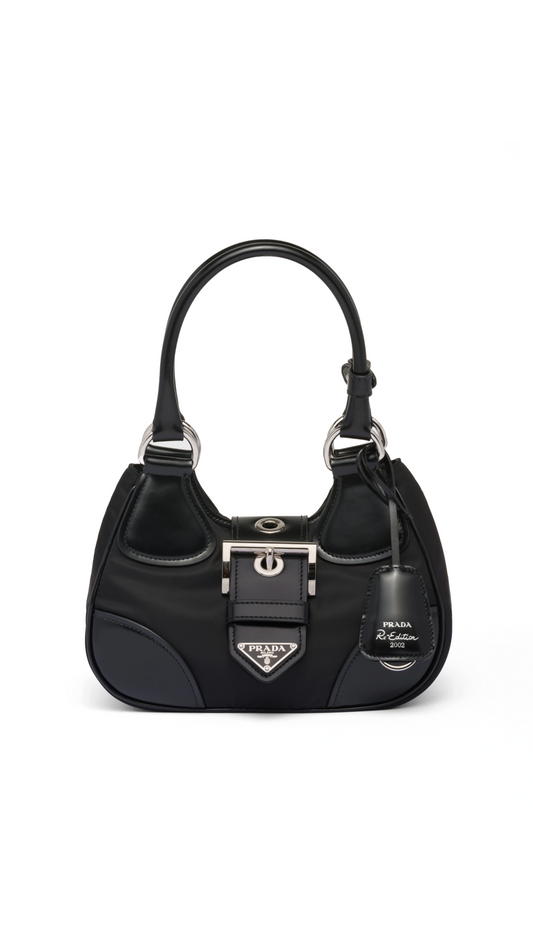 Prada Moon Re-Nylon and Leather Bag - Black