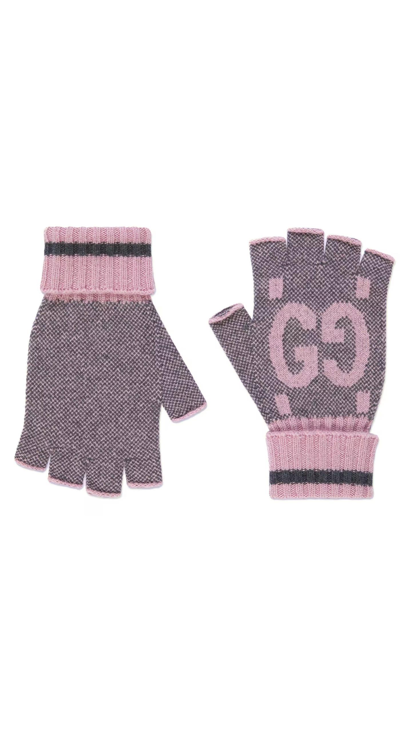 GG Cashmere Fingerless Gloves - Pink