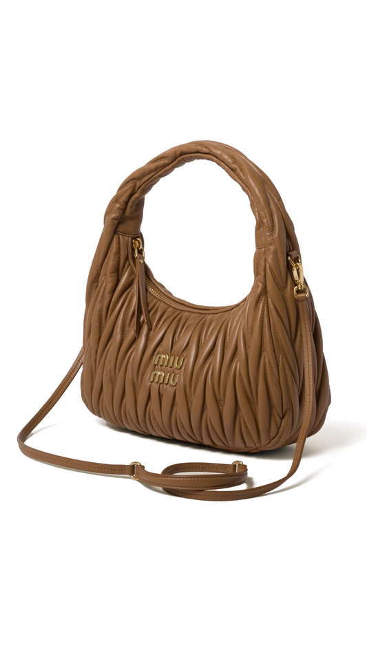 Wander Matelassé Nappa Leather Hobo Bag - Caramel