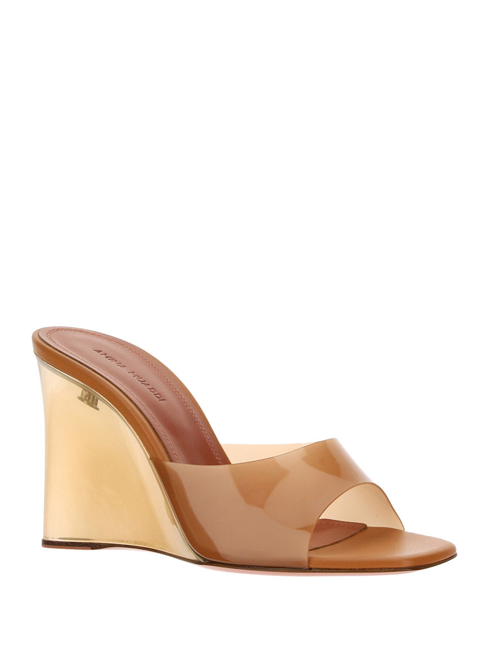 Lupita Glass-Wedge Slide Sandals - Tan
