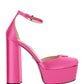 Satin Platform Pumps - Pink