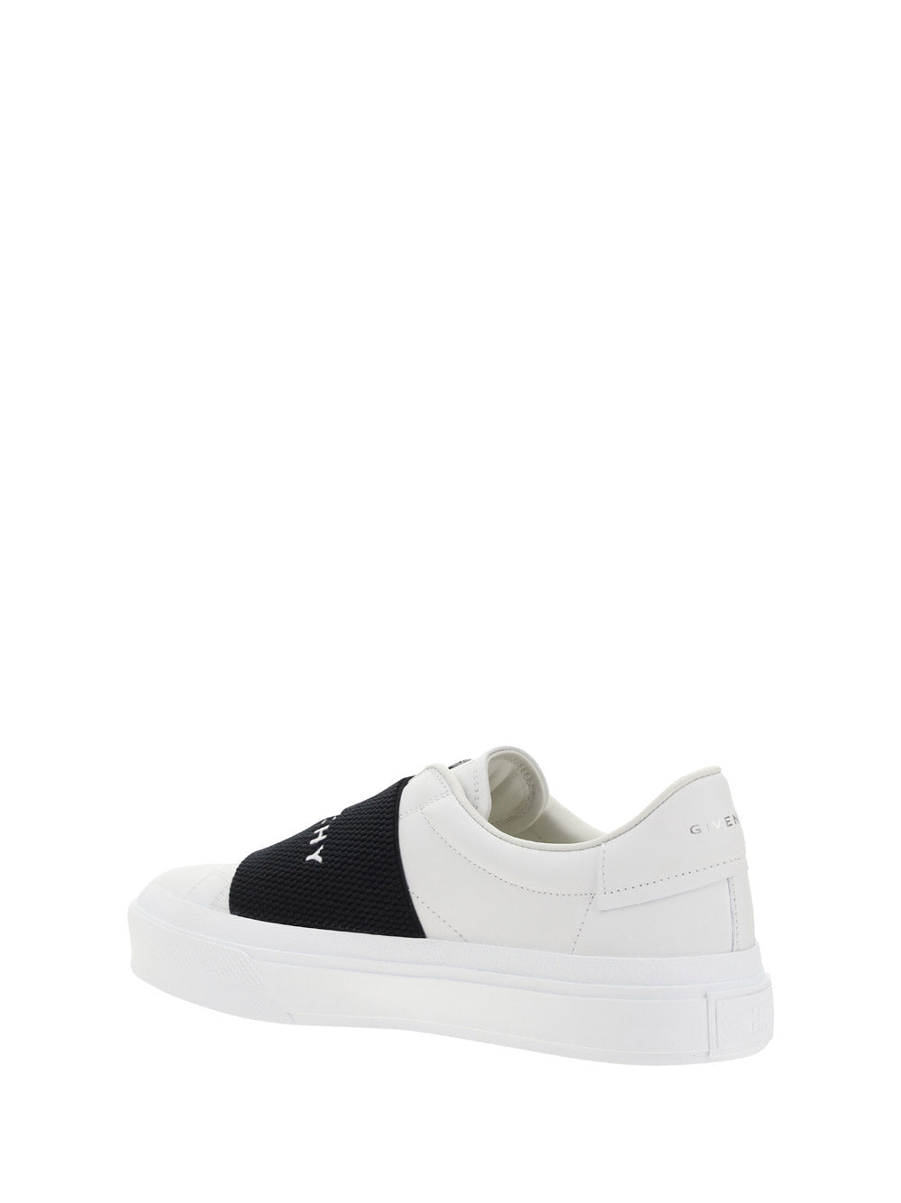 Sneakers In Leather With Givenchy Webbing - Black / White