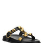 Roman Stud Slide Sandal In Calfskin - Black