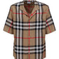 Short-sleeve Check Silk Shirt