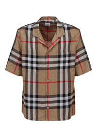 Short-sleeve Check Silk Shirt