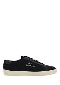 Court Classic SL/06 Embroidered Sneakers In Canvas And Smooth Leather - Black