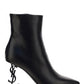Opyum Booties in Leather with Heel - Black