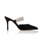 Lutara Velvet Crystal Embellished Mules - Black