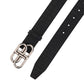 BB Large Belt in Embossed Crocodile Leather & Palladium Buckle - Black