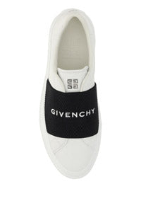 Sneakers In Leather With Givenchy Webbing - Black / White
