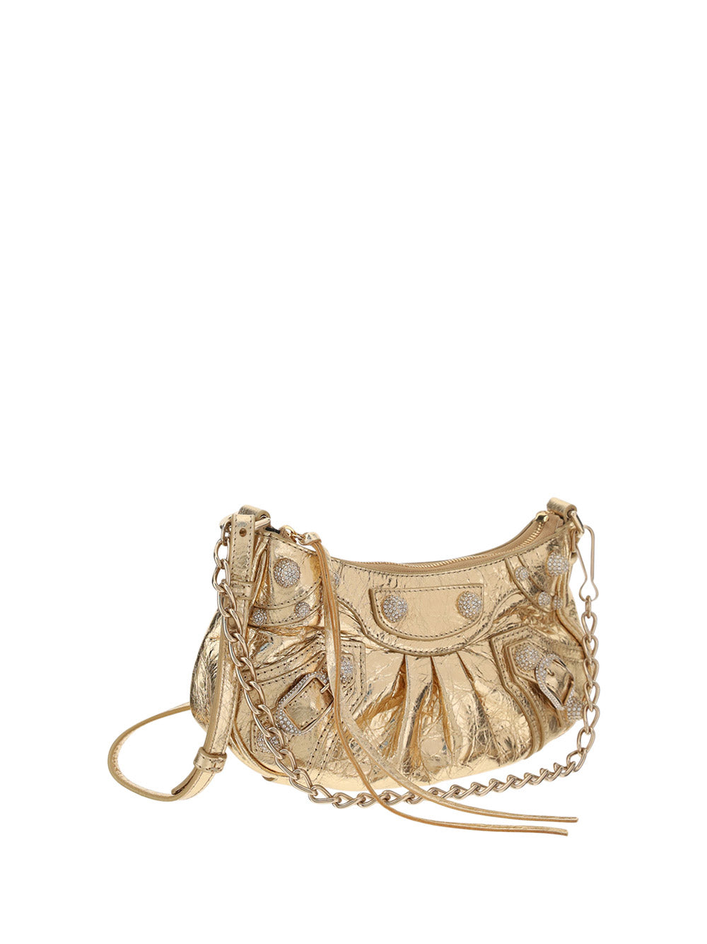 Le Cagole Mini Purse With Chain Metallized With Rhinestones - Golden