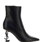 Opyum Booties in Leather with Heel - Black