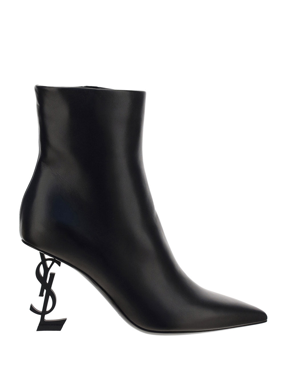 Opyum Booties in Leather with Heel - Black