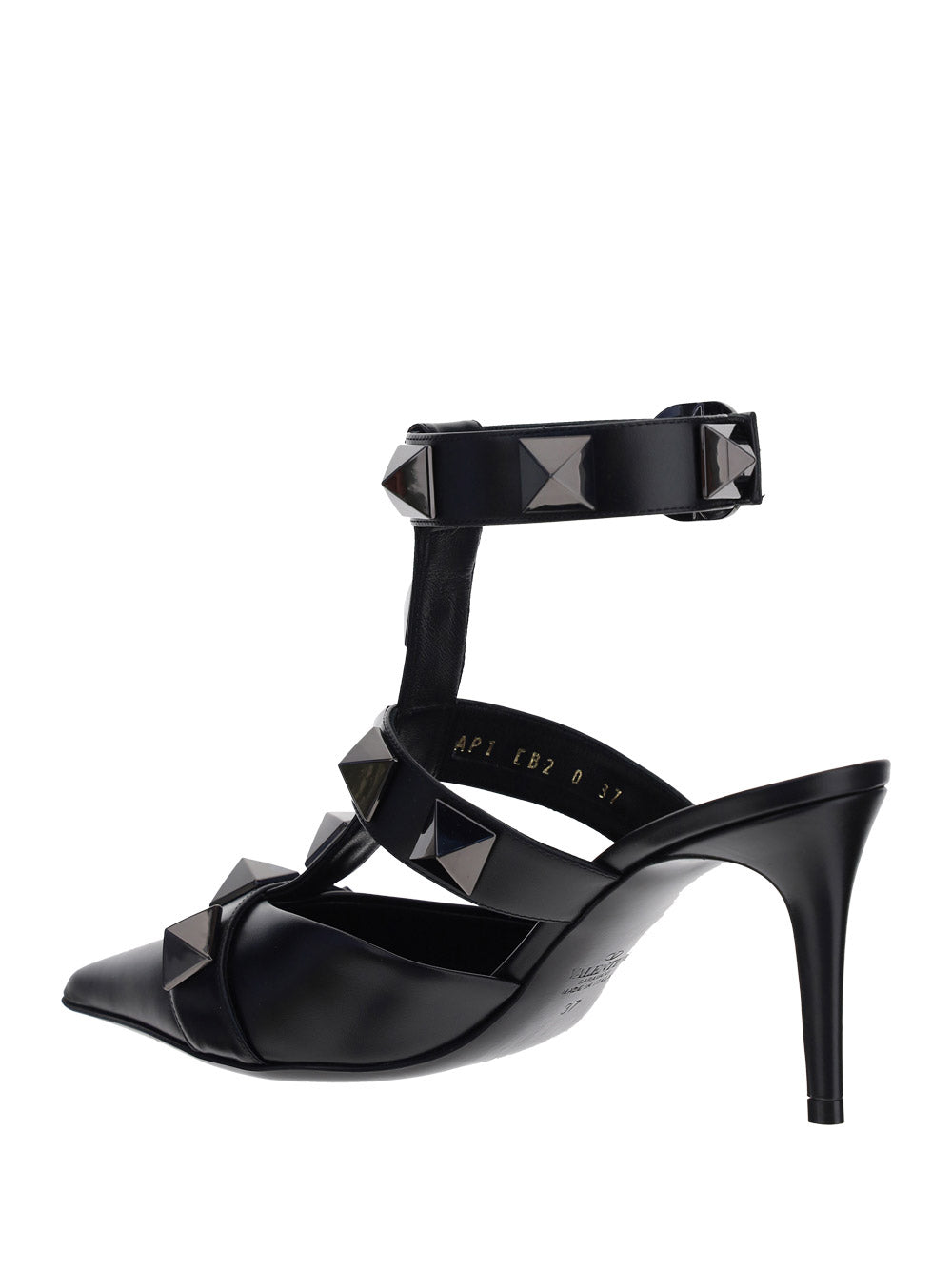 Roman Stud Patent Leather Sandals - Black