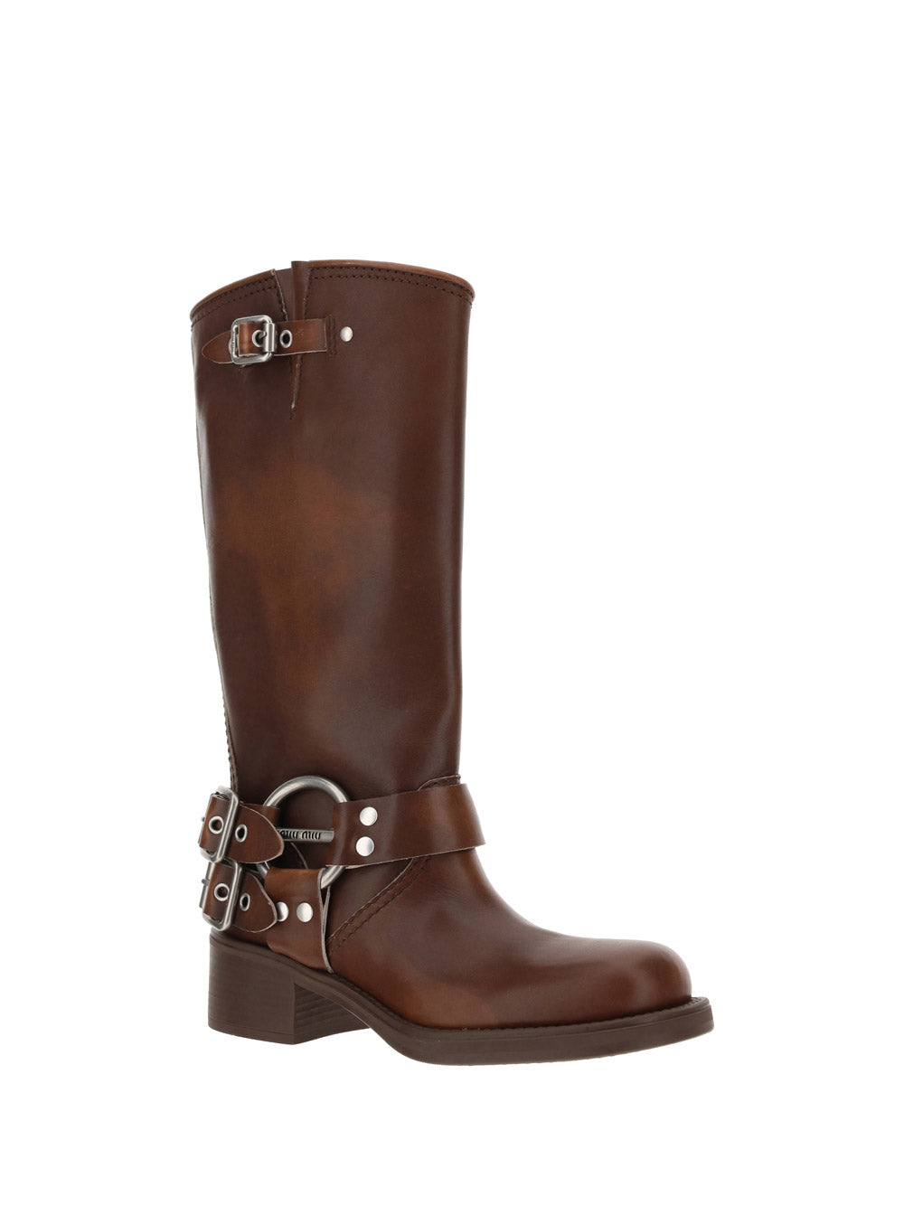Buckled Knee-high Boots - Brown