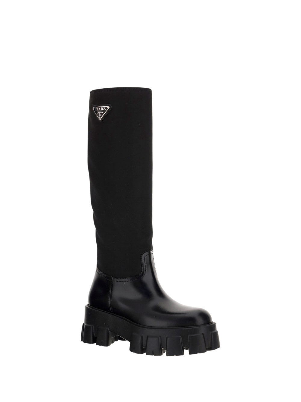 Brushed Leather and Re-Nylon Boots - Black