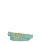 Reversible Vlogo Signature Belt In Shiny And Metallic Calfskin 20MM - White / Mint