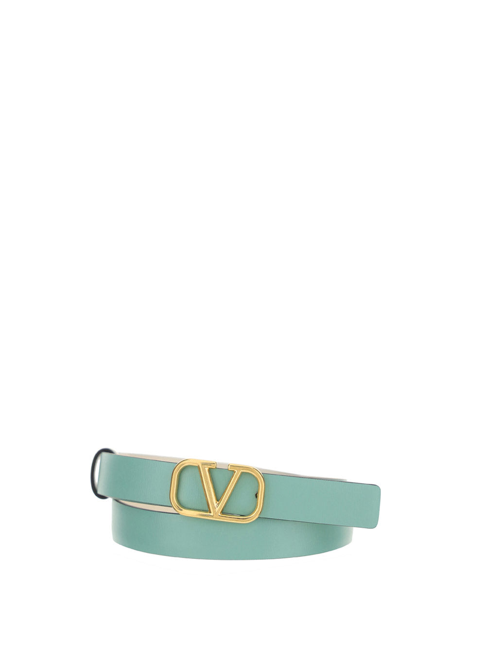 Reversible Vlogo Signature Belt In Shiny And Metallic Calfskin 20MM - White / Mint