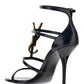 Cassandra Sandals in Smooth Leather with Gold-toned Monogram - Black