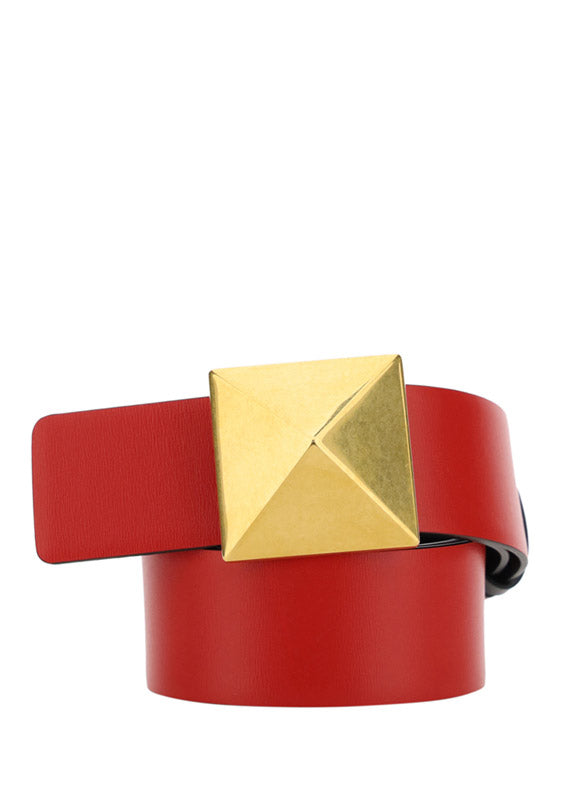 Reversible One Stud Belt In Calfskin 40MM - Black / Red