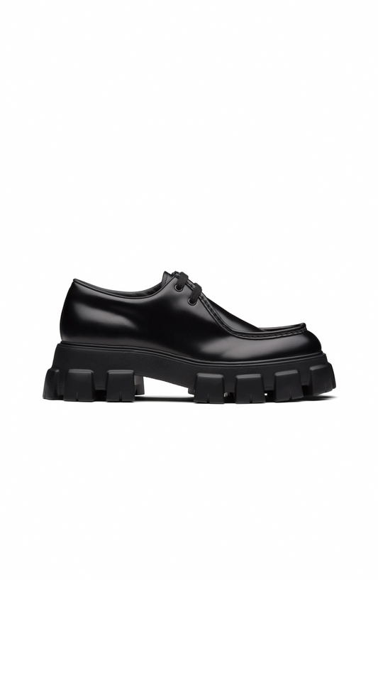 Monolith Brushed Leather Lace-up Shoes - Black