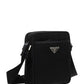 Re-Nylon and Saffiano Leather Shoulder Bag - Black