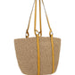 Large Basket in Fair Trade Paper & Shiny Calfskin - Natural / Yellow