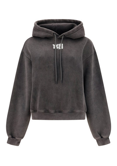 Puff Logo Hoodie in Terry - Grey