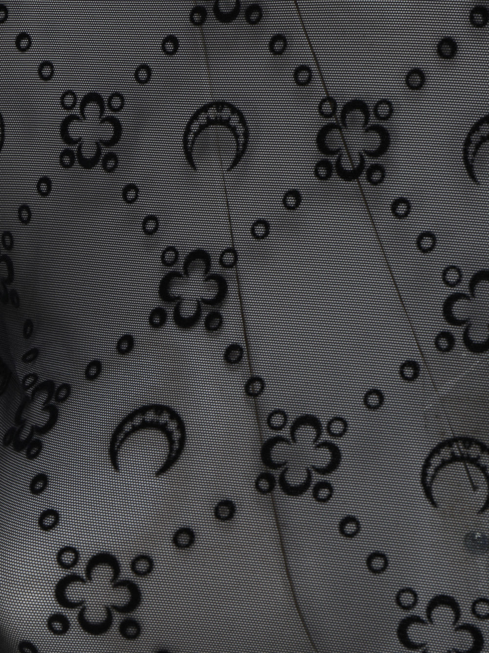 Moonogram-Flocked Mesh Top - Black