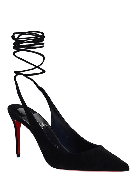 Lace-Up Kate Suede 85 Pumps - Black