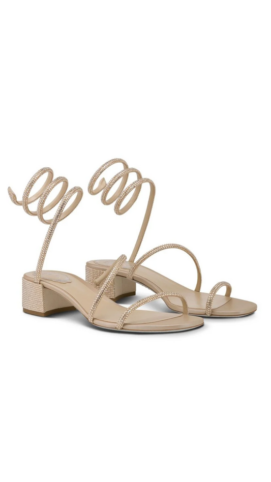 Cleo Crystal Sandal 35MM - Beige