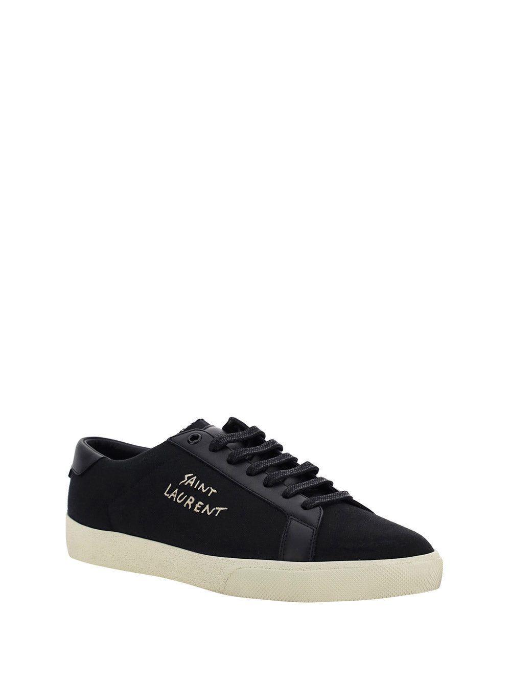 Court Classic SL/06 Embroidered Sneakers In Canvas And Smooth Leather - Black