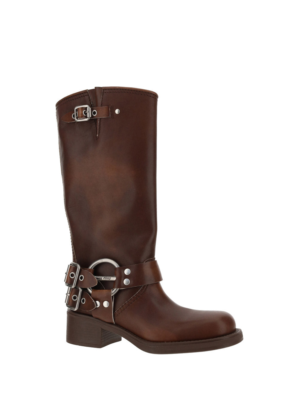 Buckled Knee-high Boots - Brown